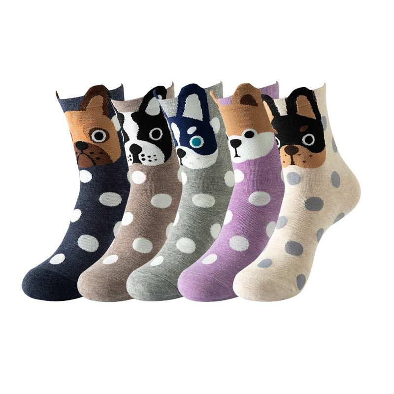 Womens Cat Socks Cute Gifts Animal Soft Breathable Thin Cotton Casual Crew Socks 5 Pairs