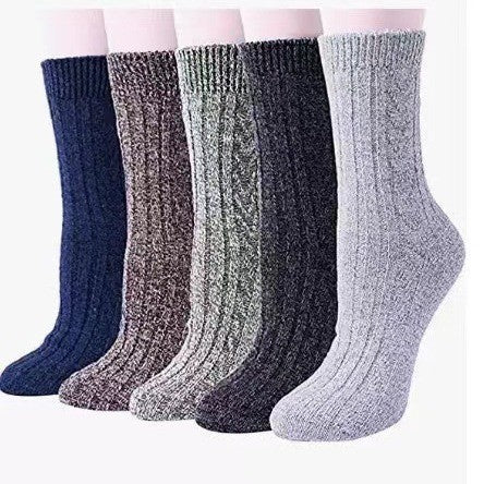 5 Pairs Womens Vintage Cozy Crew Socks Soft Cute Neutral Cotton Socks Exquisite Patterns Socks Gift