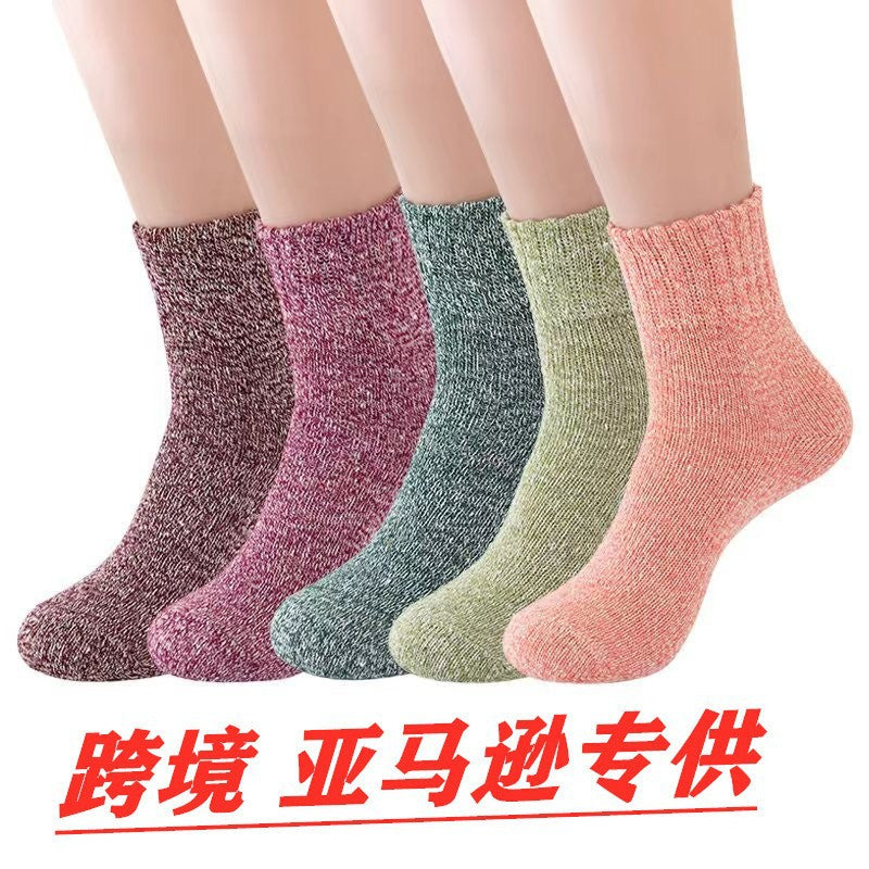 5 Pairs Womens Vintage Cozy Crew Socks Soft Cute Neutral Cotton Socks Exquisite Patterns Socks Gift