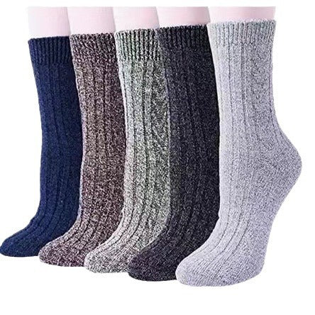 5 Pairs Womens Vintage Cozy Crew Socks Soft Cute Neutral Cotton Socks Exquisite Patterns Socks Gift