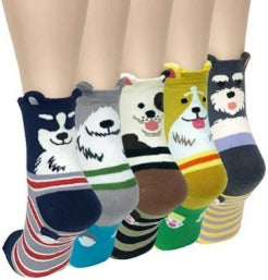 Womens Cat Socks Cute Gifts Animal Soft Breathable Thin Cotton Casual Crew Socks 5 Pairs