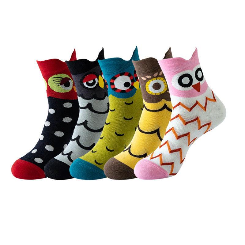 Womens Cat Socks Cute Gifts Animal Soft Breathable Thin Cotton Casual Crew Socks 5 Pairs