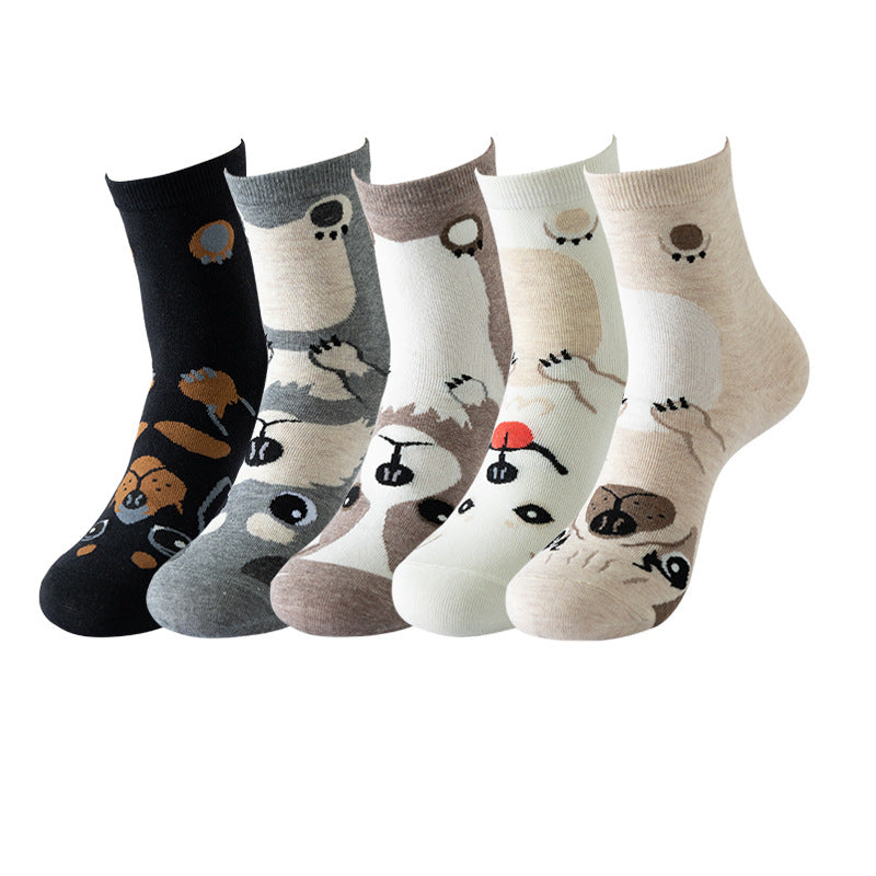 Womens Cat Socks Cute Gifts Animal Soft Breathable Thin Cotton Casual Crew Socks 5 Pairs