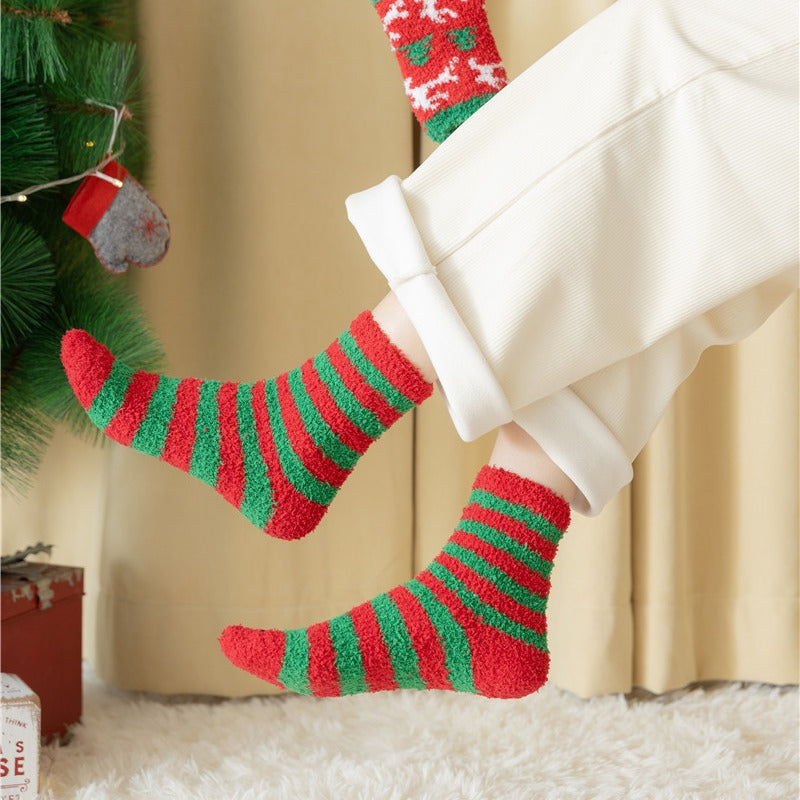 15 Pairs Women's Christmas Plush Socks Fluffy Slippers Soft Holiday Socks Gift Sleeping Socks Coral Fleece Socks